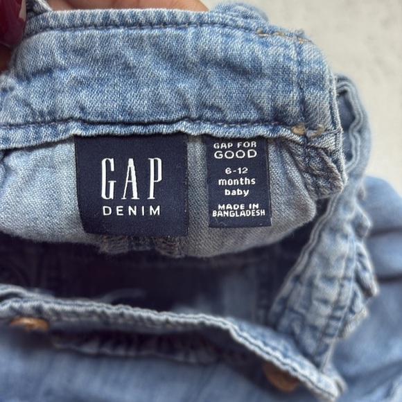 Blue Denim Baby Overalls with Elasticized Legs - Picture 4 of 4